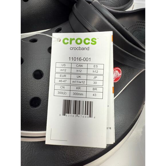 CROCS Crocband Men’s Size 12 Black Clog Sandals 11016-001 Slip On Shoes NEW - Picture 6 of 9